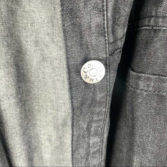 Denim & Co Black Floral Stitch Denim Jacket Size 2X - Picture 3 of 9